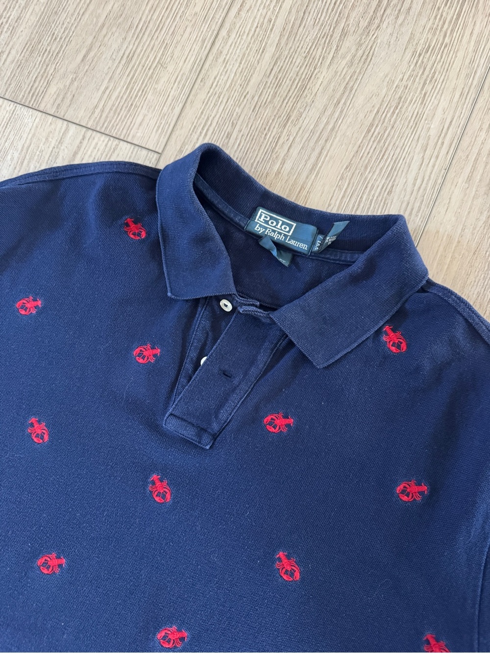 Polo by Ralph Lauren Navy Polo with Red Embroidered Motifs